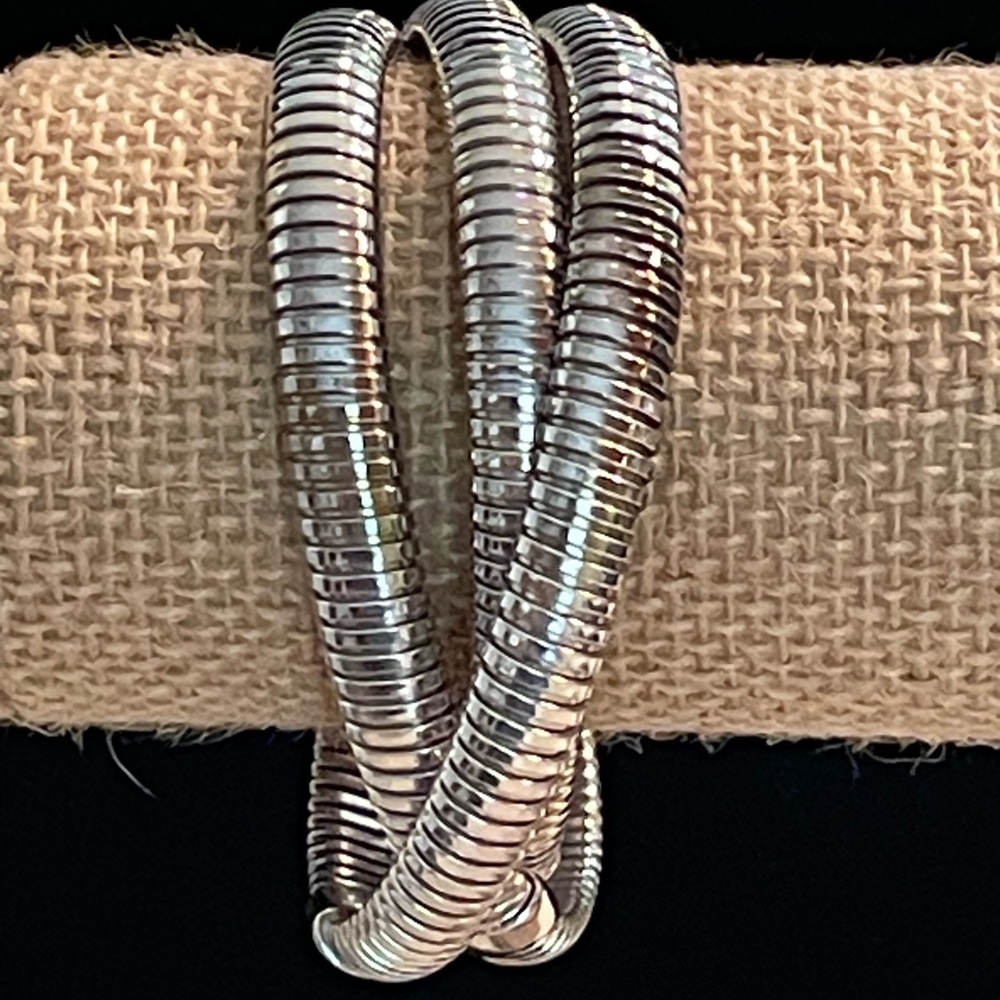Silver/Bronze Interlocking Stretch Bracelet - image 1